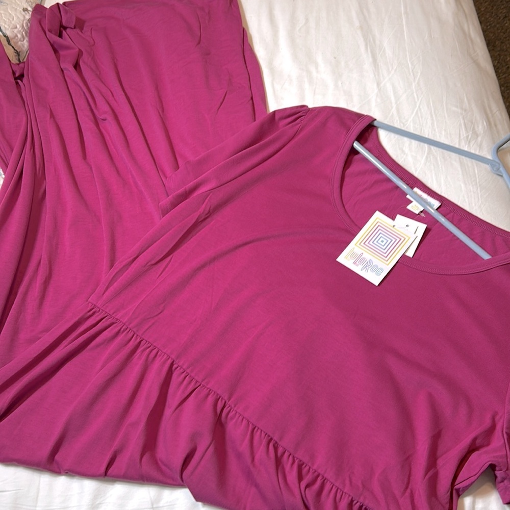 LulaRoe Riley Maxi Dress Size 3X Purple Empire Waist New - Picture 3 of 7